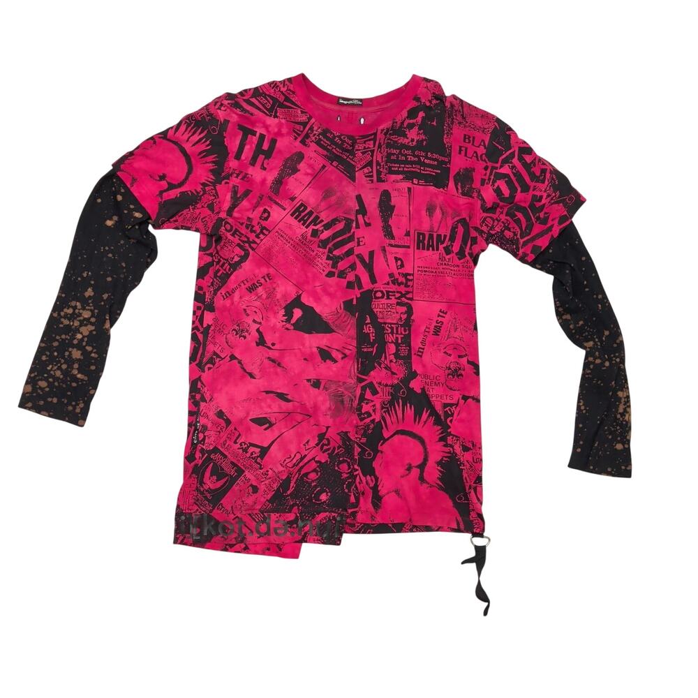 Cote De Nuits Y2K Double Sleeve Layered T Shirt 20x30.5 Grunge Punk